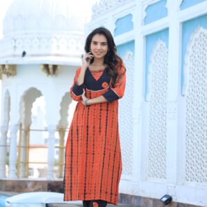 Bagru Women's Cotton Printed Kurti with Pant Set – Design 1