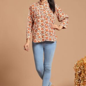 Bagru Women's Cotton Printed Top – Design 10