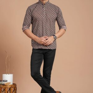 Bagru Print Men's Cotton Shirt – Design 6