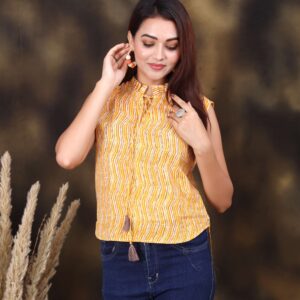 Bagru Women's Cotton Printed Top – Design 5