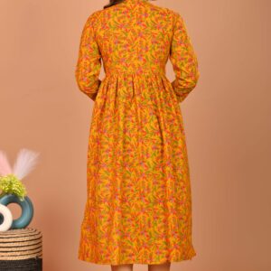 Bagru Women's Cotton Printed Long Gown – Design 8