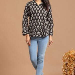 Bagru Women's Cotton Printed Top – Design 14