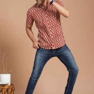 Bagru Print Men's Cotton Shirt – Design 17