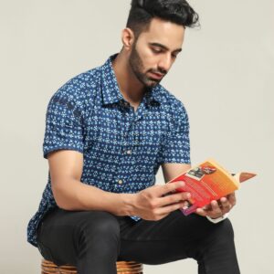 Bagru Print Men's Cotton Shirt – Design 19
