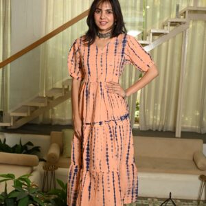 Bagru Women's Cotton Printed Anarkali Midi Dress – Design 13