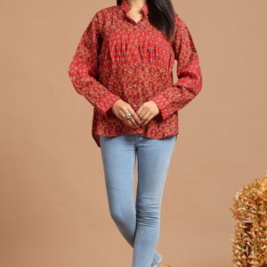 Bagru Women's Cotton Printed Top – Design 16