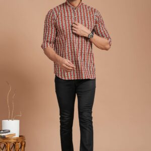 Bagru Print Men's Cotton Shirt – Design 7