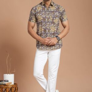 Bagru Print Men's Cotton Shirt – Design 14
