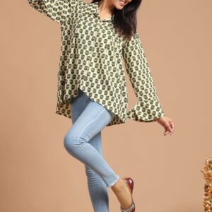 Bagru Women's Cotton Printed Top – Design 9