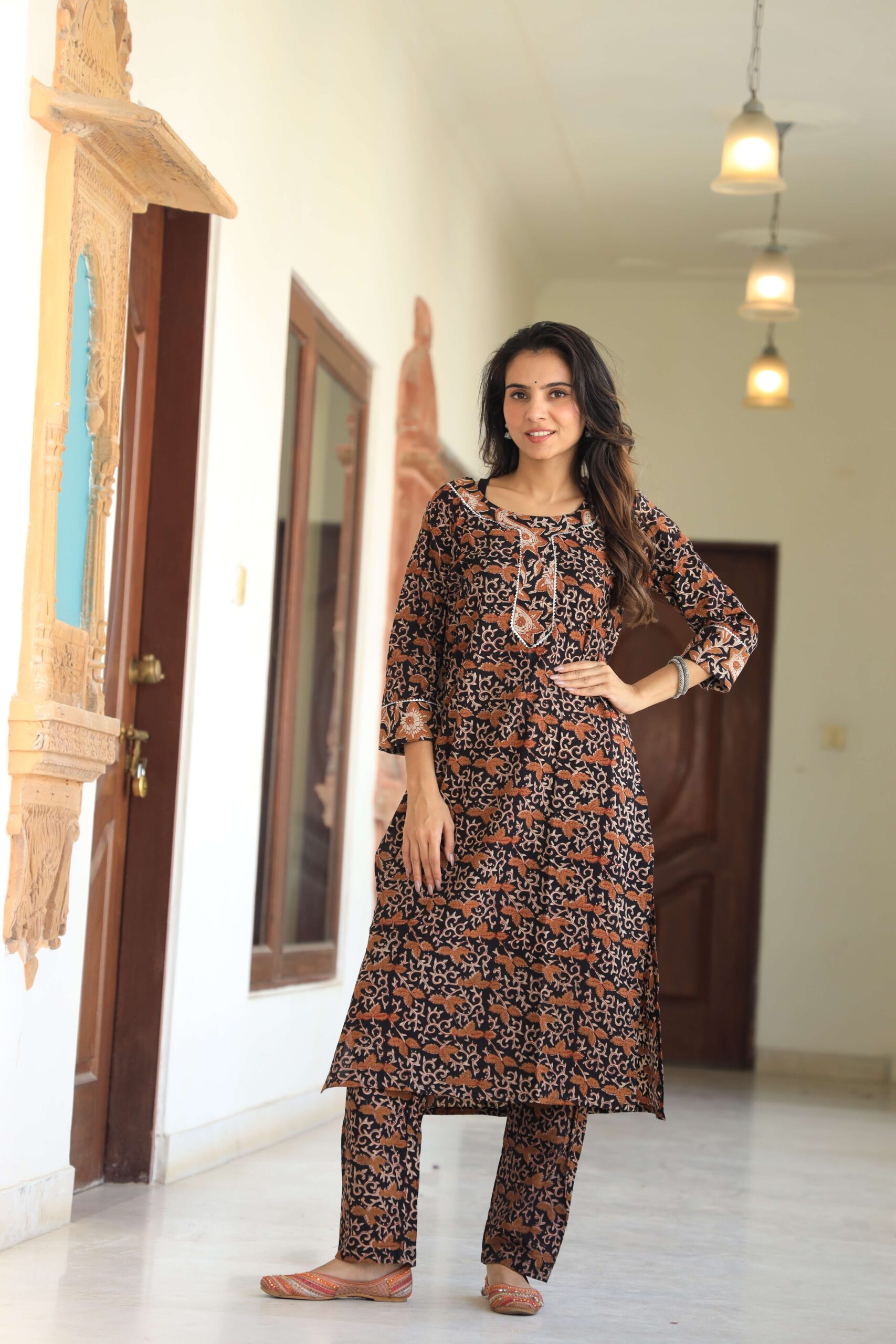 Bagru Women's Cotton Printed Kurti with Pant Set – Design 15 - Image 2