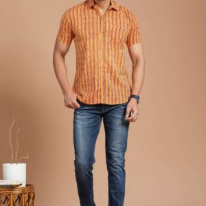 Bagru Print Men's Cotton Shirt – Design 16