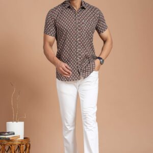 Bagru Print Men's Cotton Shirt – Design 12