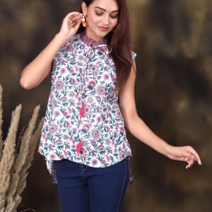 Bagru Women's Cotton Printed Top – Design 4