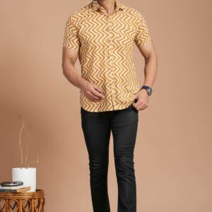 Bagru Print Men's Cotton Shirt – Design 10