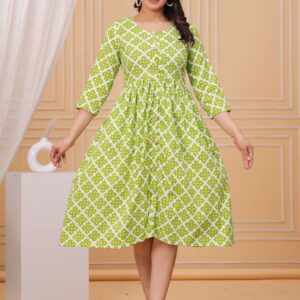 Bagru Women's Cotton Printed Long Gown – Design 31