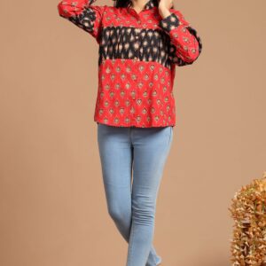 Bagru Women's Cotton Printed Top – Design 13